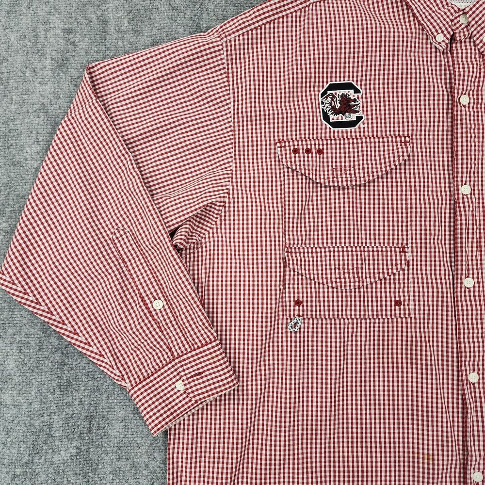 South Carolina Gamecocks Shirt Men XXL Gingham Check Columbia PFG Super Bonehead - Picture 9 of 16